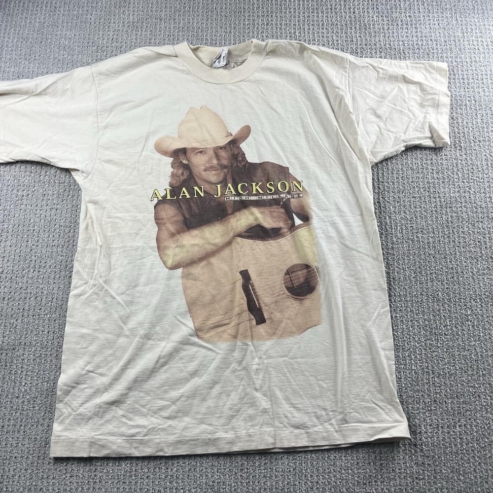 Vintage 1999 Alan Jackson High Mileage Tour Concert T-Shirt Mens XL White Murina